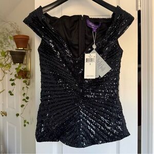 Ralph Lauren Collection Purple Label NWT Camari Embellished Blouse $2990 Corset